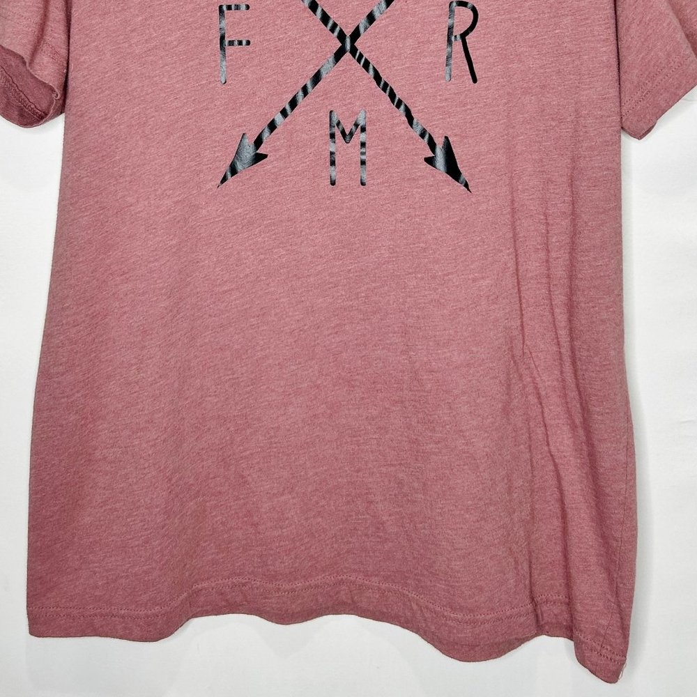 Canvas Woman’s Top Lg Dark Pink F A R M Graphic T-Shirt Short Sleeves Crew Neck - Picture 4 of 9